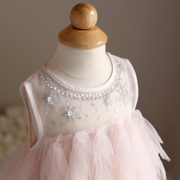 Tutu Du Monde Pink Tulle Dress Silver Sequins Beads Party Portrait 12-18 Months - Picture 3 of 8